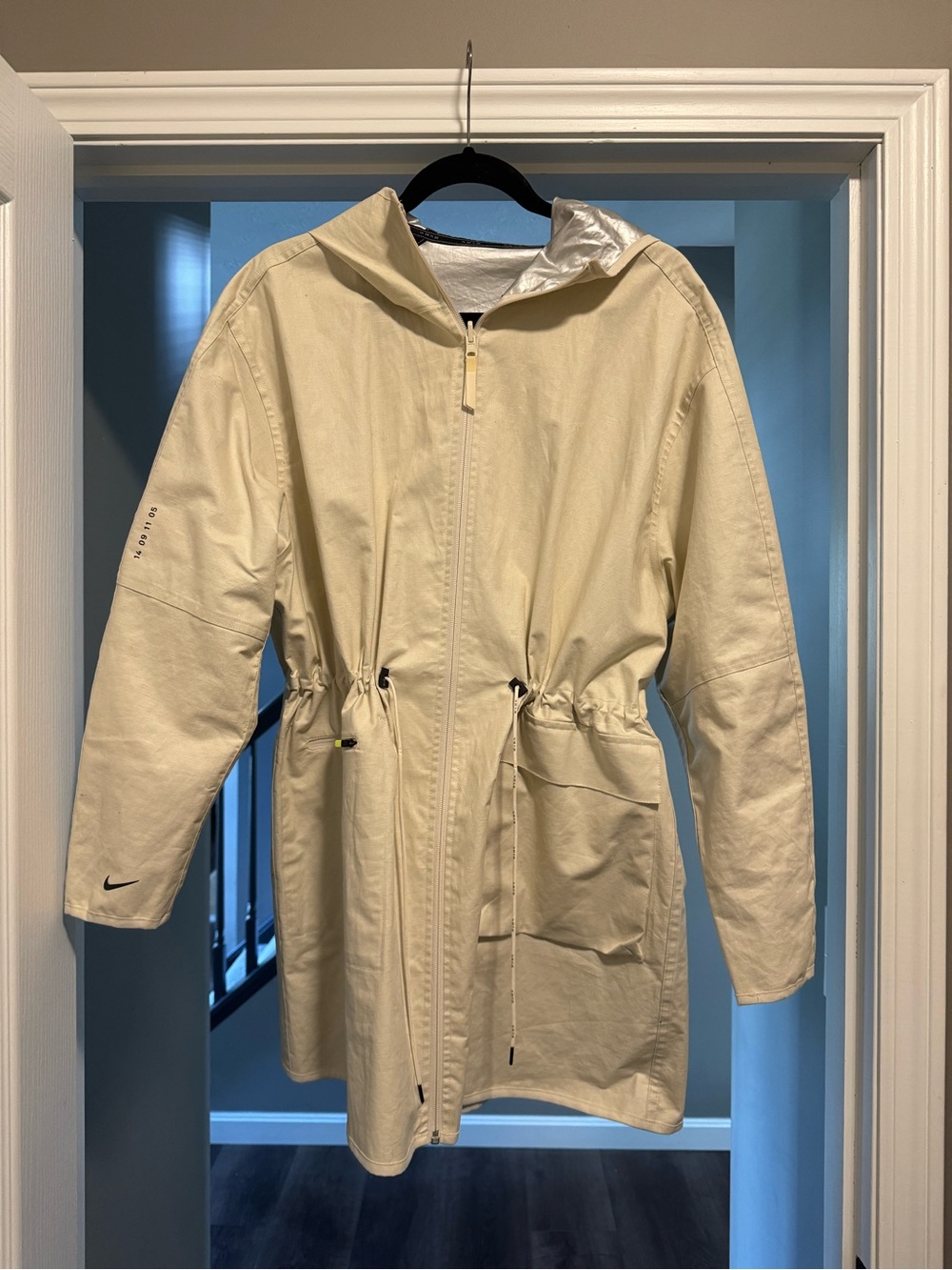 Nike Cream Hooded Drawstring Anorak Coat